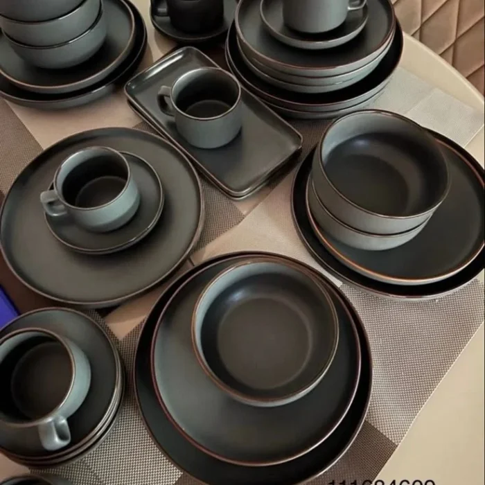 Dark Charcoal Stoneware Dinnerware Set