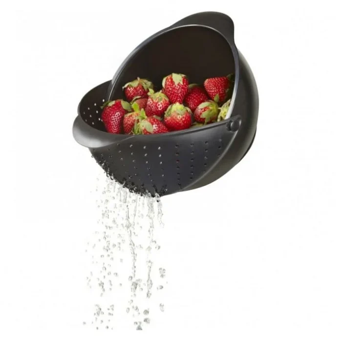Dark Grey Drain Colander Strainer Bowl