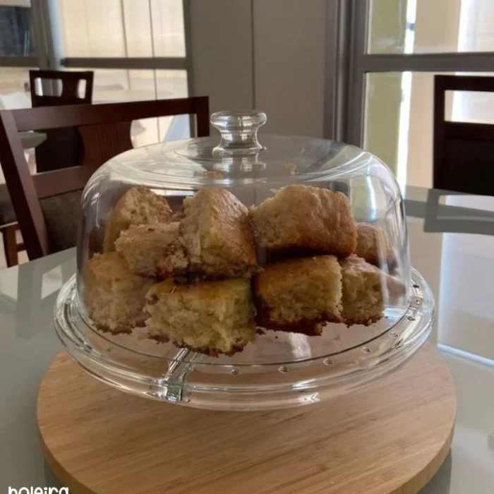 Glass Cake Dome Cover with Wooden Base