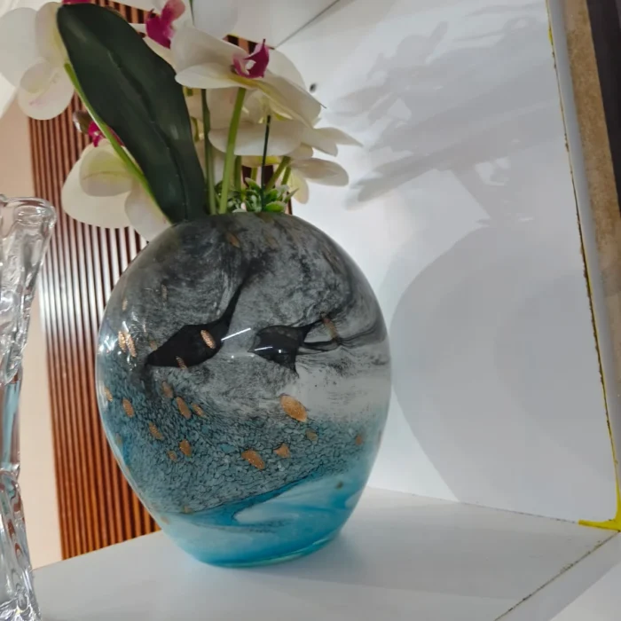Glass Flower Orb Sculpture