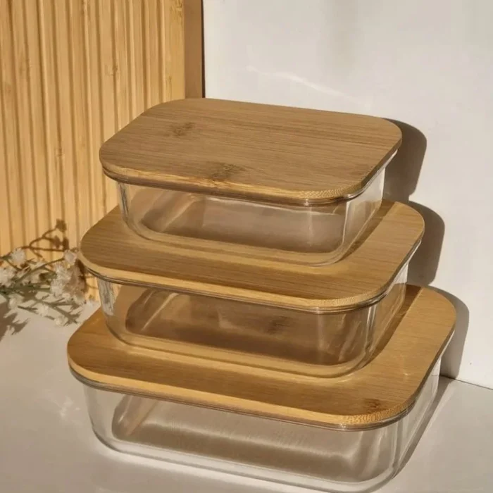 Glass Food Storage Containers with Bamboo Lids