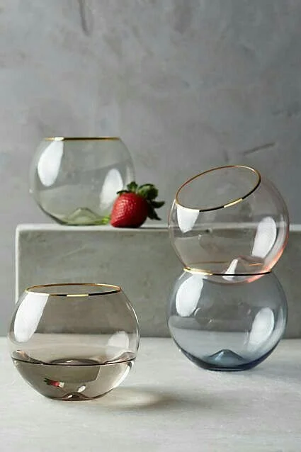 Gold Rim Round Glass Bowls Set