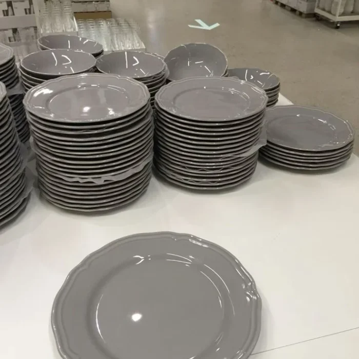 Grey Ceramic Dinnerware Plates Set