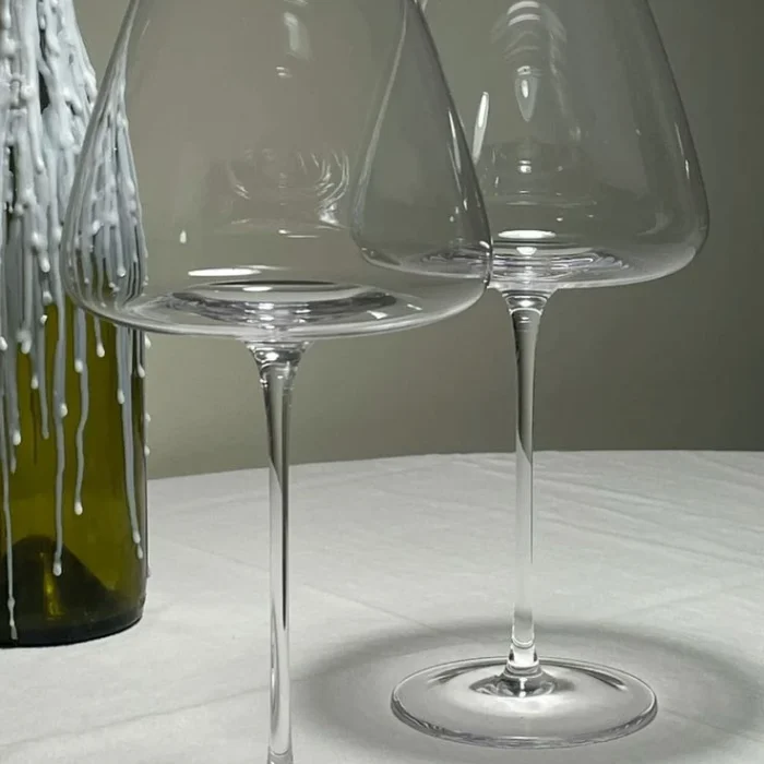 Large Crystal Wine Glasses Pair