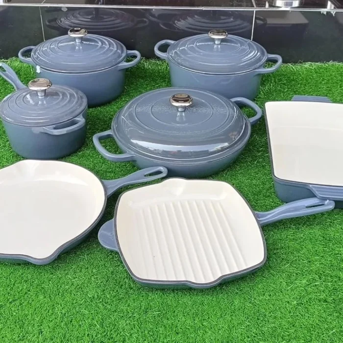 Light Blue Enamel Cast Iron Cookware Set