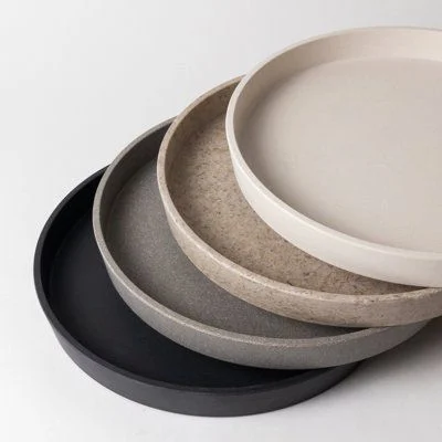 Matte Ceramic Deep Dinner Plates Stack