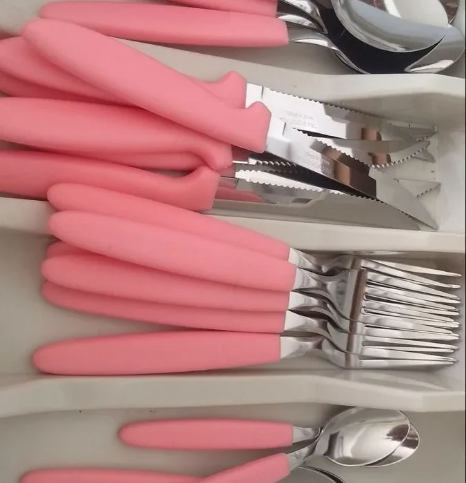 Pink Handle Stainless Steel Cutlery Set
