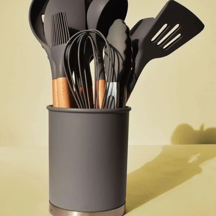 Silicone Kitchen Utensils Set in Holder