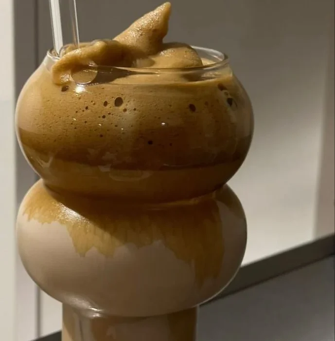 Stacked Round Glass Tumbler with Coffee