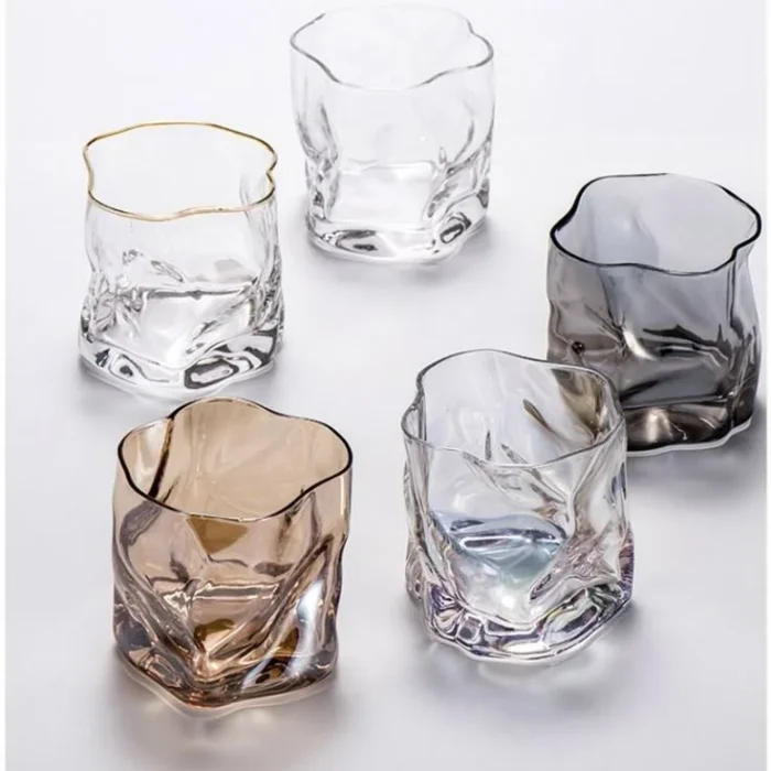 Wavy Origami Glass Drinking Tumblers Set