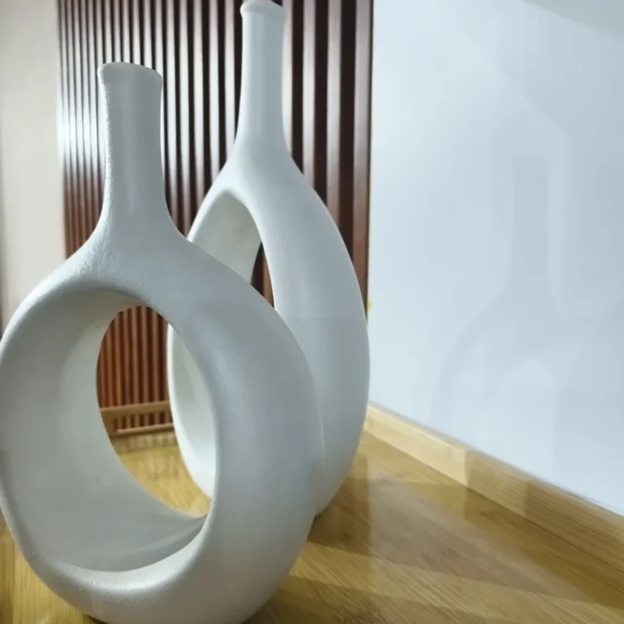 White Ceramic Donut Sculptural Vase