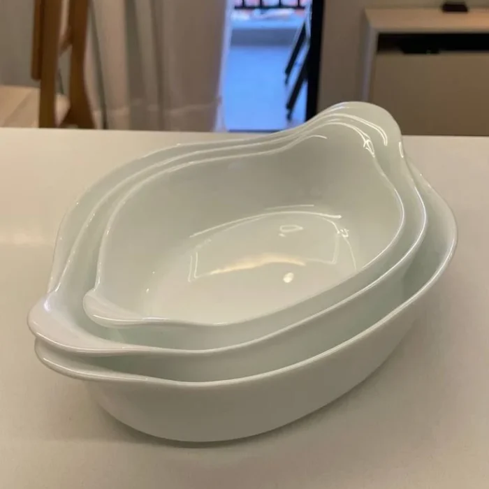 White Ceramic Oval Baking Dishes Set