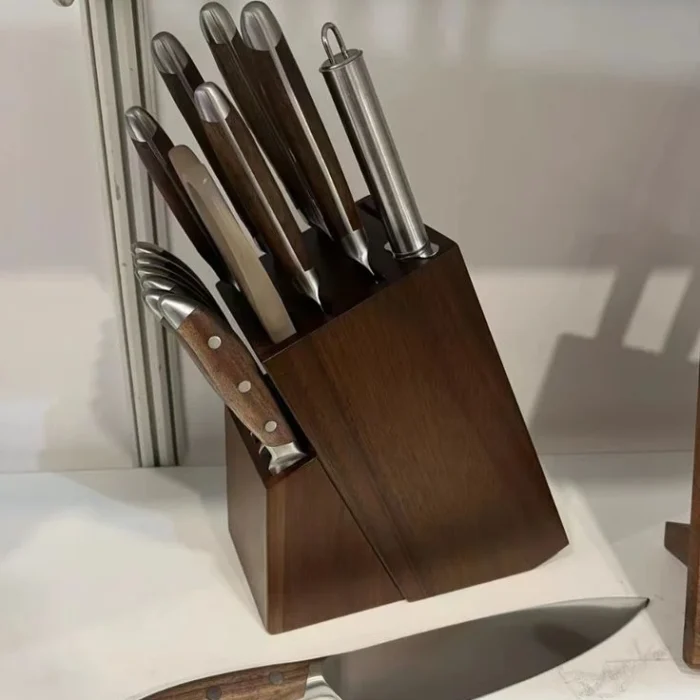 Wooden Slanted Kitchen Knife Block Set